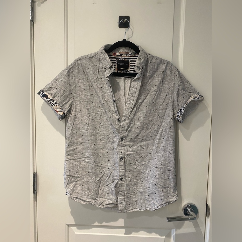 Denim & Flower Button Down Shirt